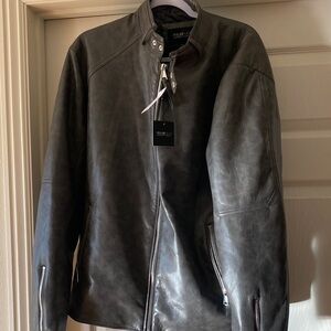 Kenneth Cole Charcoal Leather Jacket for Men Sz XL.  NWT